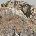 Natural Stone Mountain Landscape With Wooden Elements And Rocky Textures