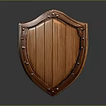Classic Solid Wooden Shield With Ornate Metal Rivets And Polished Surface