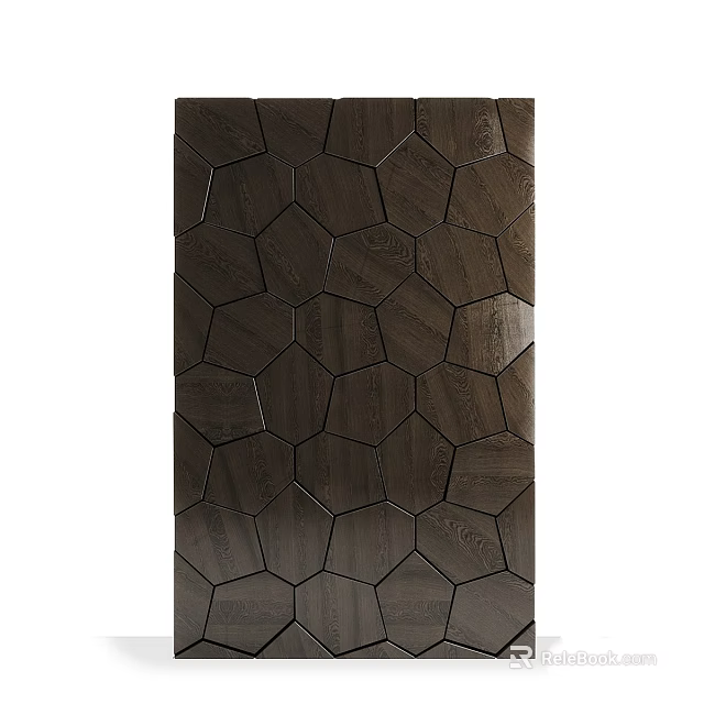 Modern Wooden Hexagonal Hanging Decor Piece With Intricate Pattern And Smooth Finish 3d model