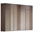 Modern Sleek Wardrobe Design With Vertical Panel Accents And Wooden Textured Doors