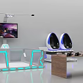 Immersive VR Gaming Setup With Dual Seats Display Screen And Control Console 3d model