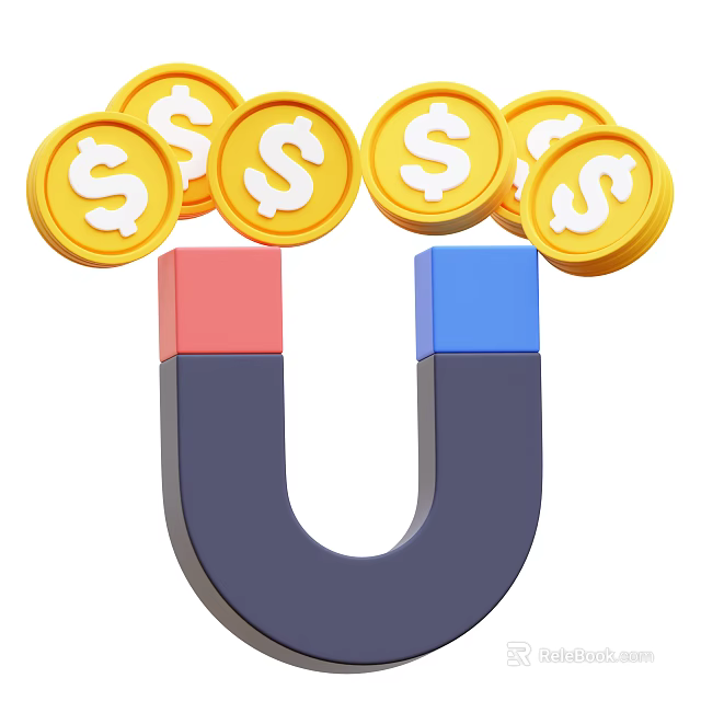 Decorative Ornament Set With Magnet Gold Coins And Dollar Signs Red Blue Parts 3d model 