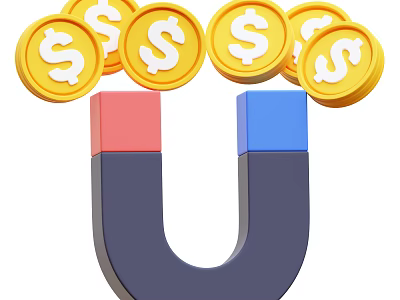 Decorative Ornament Set With Magnet Gold Coins And Dollar Signs Red Blue Parts 3d model