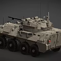 Armored Military Tank Featuring Camouflage Paint Multiple Wheels And Weapon System