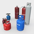 Collection of Propane Gas Cylinders in Various Colors and Sizes 3d model