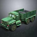 Green Military Cargo Truck With Open Bed Six Wheel Design And Military Style