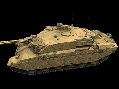 Modern Military Tank With Desert Camouflage Tracks Long Barrel And Turret 3d model