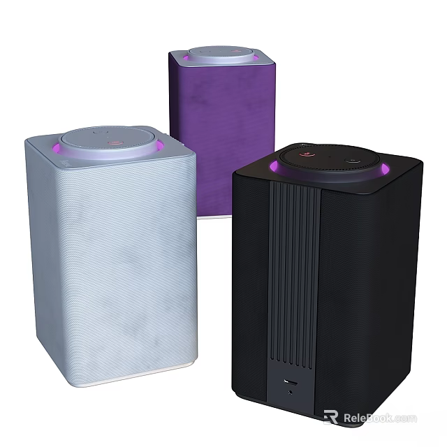 Modern Stylish Speakers in White Purple and Black with Sleek Design 3d model 