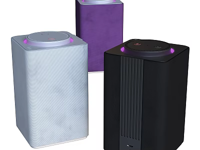 Modern Stylish Speakers in White Purple and Black with Sleek Design 3d model