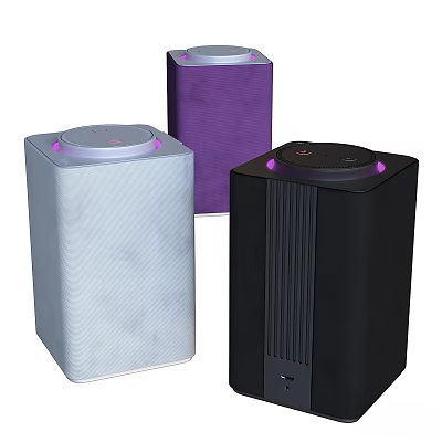 Modern Stylish Speakers in White Purple and Black with Sleek Design 3d model