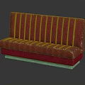 Red Striped Multi Seat Sofa With Glossy Upholstery And Sturdy Metal Base
