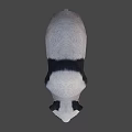 Realistic 3D Model of Standing Black and White Panda Bear in Neutral Gray Background