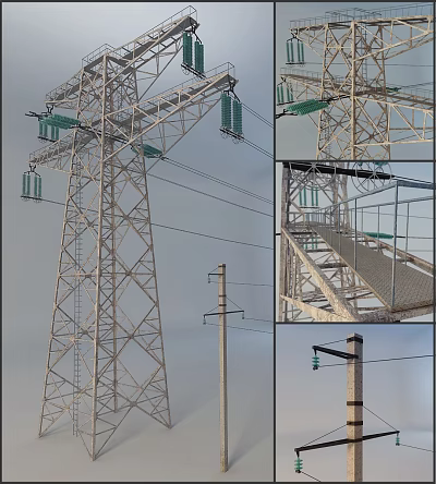modern transmission line 3d model