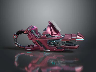 Futuristic Red Sci-Fi Weapon with Streamlined Metallic Texture and Glowing Hi-Tech Details 3d model