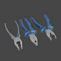 Hardware Tools Three Pliers with Blue Handles and Silver Heads 3d model