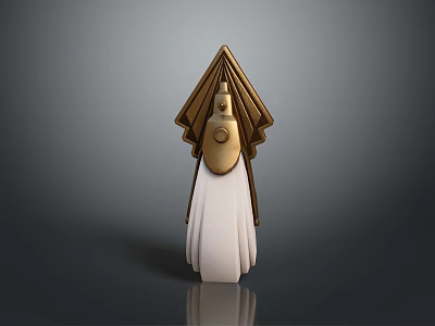 Decorative Golden Tipped White Weapon With Pointed Upper Structure And Smooth Body Design 3d model