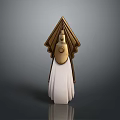 Decorative Golden Tipped White Weapon With Pointed Upper Structure And Smooth Body Design