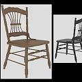 Brown and Black Wooden Dining Chairs with Traditional Spindle Back and Solid Legs