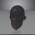 Realistic Black Head Model With Facial Organs And Brown Beard Hair