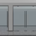 Modern Glass Double Doors With Stainless Steel Frame And Marble Floor In Office Interior