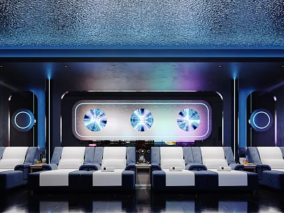 Luxury KTV Private Room With Colorful Lights And Soft Sofas 3d model
