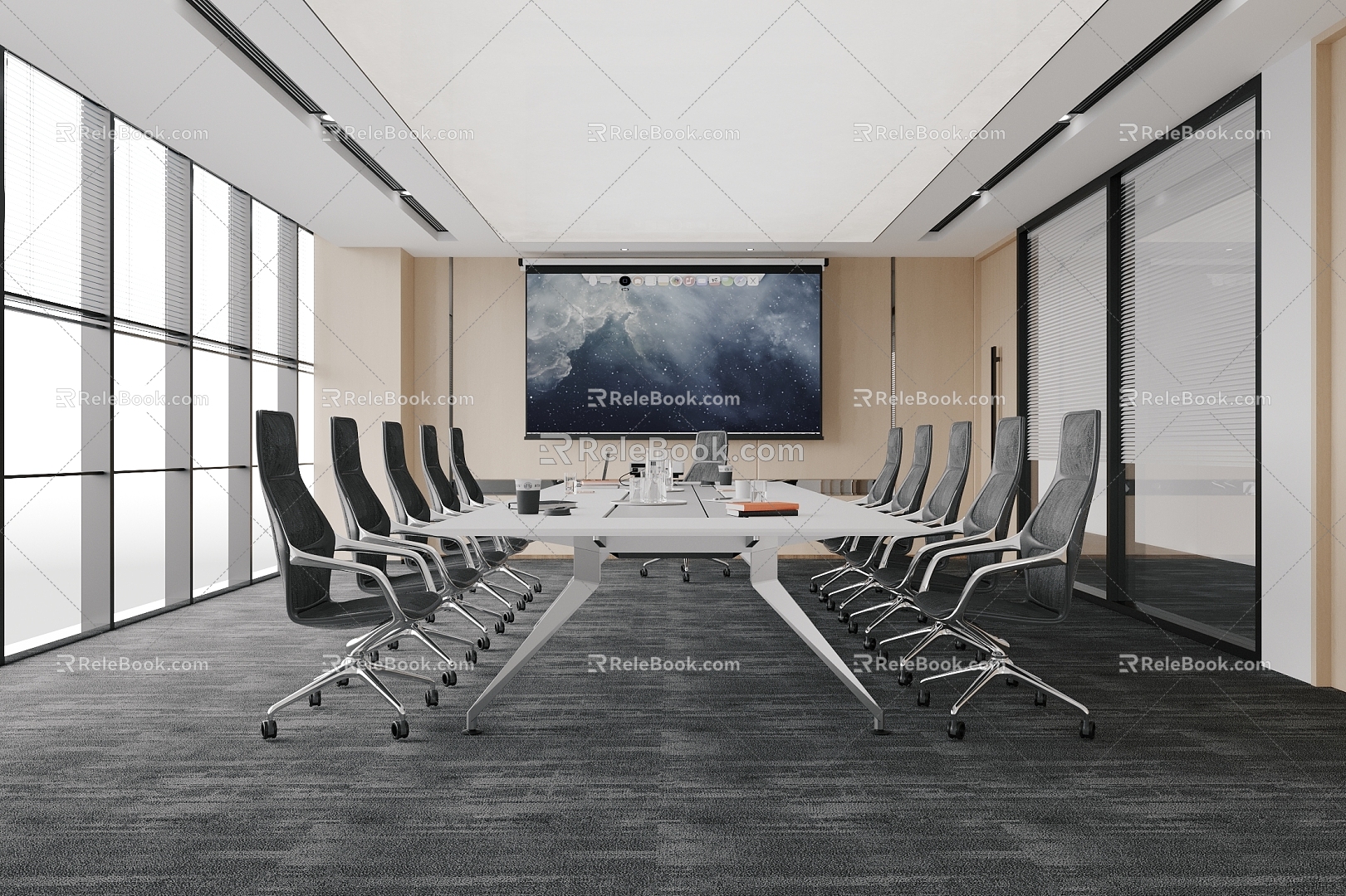 Log multi-function hall meeting room 3d model