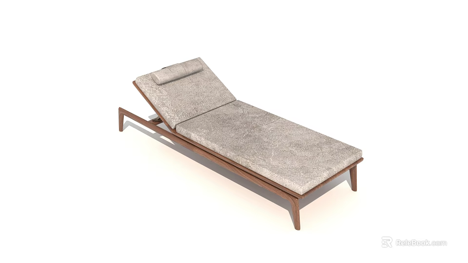 Comfortable Modern Lounge Chair With Wooden Frame And Soft Gray Cushion Design 3d model 