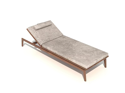 Comfortable Modern Lounge Chair With Wooden Frame And Soft Gray Cushion Design 3d model