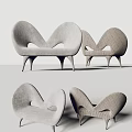 Modern Unique Curved Sofa with Ergonomic Shape and Hollow Details in Textured Fabric