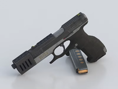 Modern Tactical Black Pistol With Magazine And Metallic Body Design 3d model