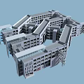 Modern Multi Story School Building Complex With Connected Structures And Large Windows