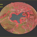 Modern Park Landscape Design With Lake Green Space Paths And Buildings