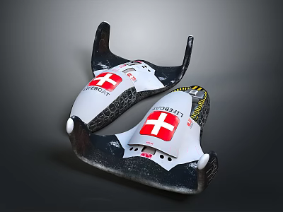 Pair Of Swiss Sports Equipment With Red Cross Logo White And Black Design 3d model