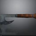 Vintage Axe Featuring Rustic Metal Blade Wooden Handle Stripe Pattern And Reflection