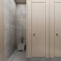 Modern Public Restroom Interior Design With Washbasins Mirrors Tile Walls And Soft Lighting