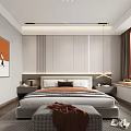 Modern Bedroom Interior Design With Wardrobe Round Mirror Rug And Dressing Table 3d model