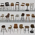 Various Stylish Bar Stools Arranged in Multiple Rows on White Background With Modern Designs