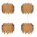 Modern Wooden Pendant Lights With Natural Wood Slats For Home Interior Decor