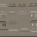 Various Clothes Hangers Hanging Rods And Hooks For Wardrobe Storage Solutions 3d model