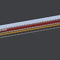 Long Range Military Weapon Missile With Silver Red Body And Yellow Bottom Stripe
