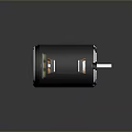 Black Cylindrical Electric Motor With White Shaft And Yellow Terminals