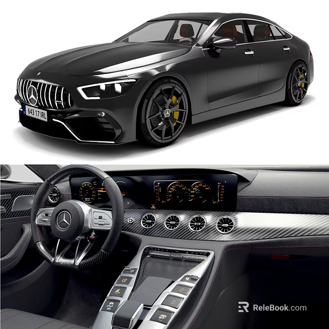 Mercedes AMG Car Exterior with Alloy Wheels and Tech Interior 3d model 