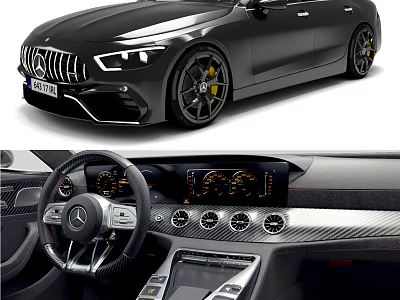 Mercedes AMG Car Exterior with Alloy Wheels and Tech Interior 3d model