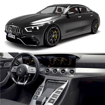 Mercedes AMG Car Exterior with Alloy Wheels and Tech Interior 3d model