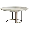 Modern Round Marble Tables With Stylish Metal Frame And Beige Columns 3d model