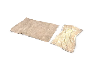 Beige Woven Household Textile Items With Frayed Edges And Textured Surface 3d model