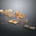 Ancient Architectural Components 3D Models Arches Columns Stone Slabs With Reflection Effect