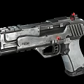 Modern Tactical Handguns As Advanced Weapon Design With Metallic Finish And Red Indicators