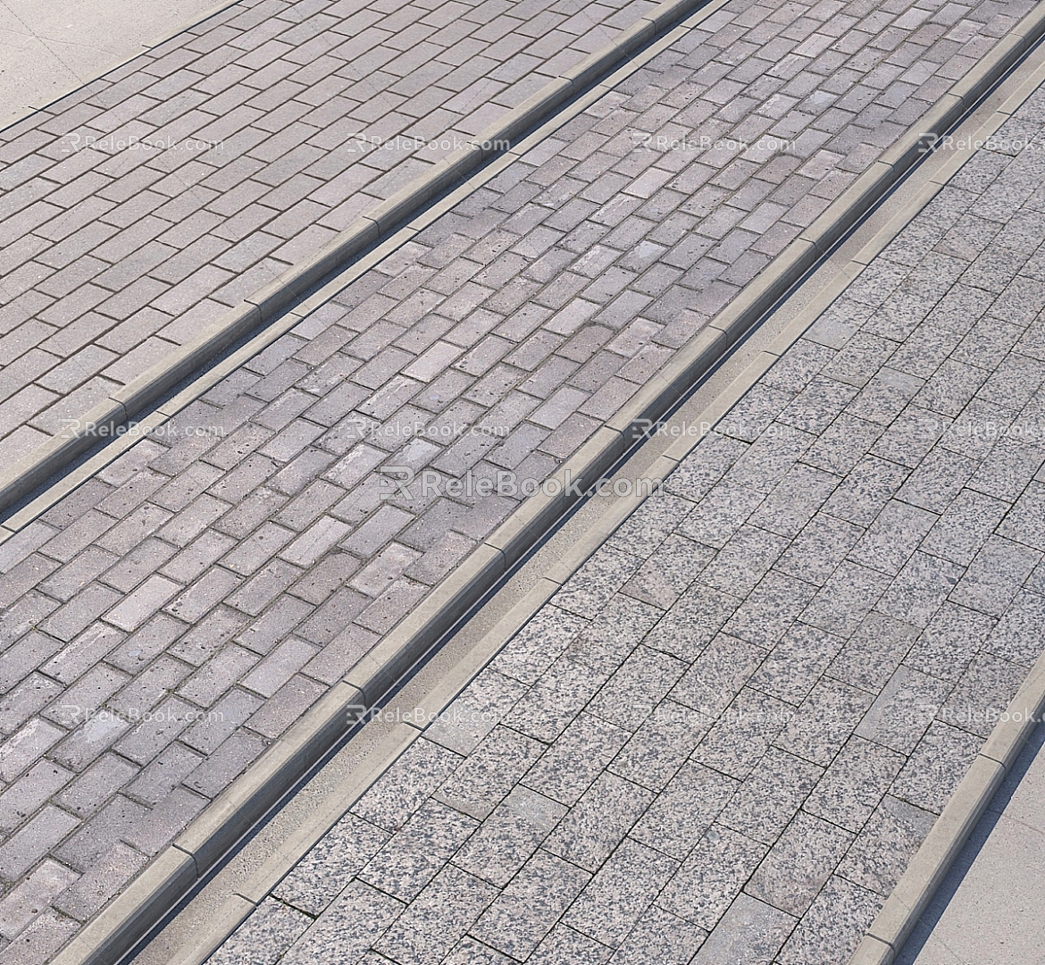 Modern Pavement Square Brick Sidewalk 3d model