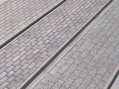 Neatly Arranged Gray Brick Paved Ground With Varied Textures And Smooth Edges 3d model